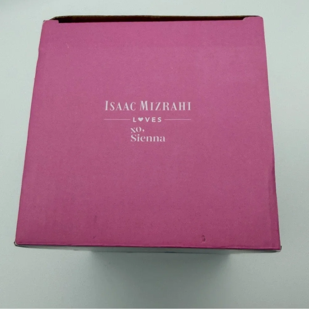 Isaac Mizrahi Loves‎ Xo Sienna Vase Ceramic Pottery Cream Hand Dipped Pink Glaze